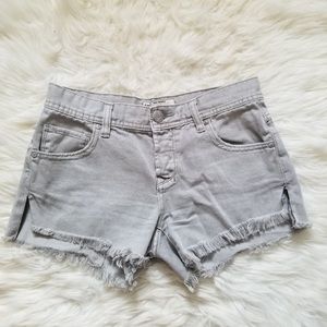 Free People Gray Button Fly Denim Shorts